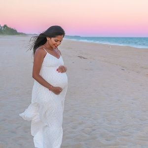 Petite metallic teared maxi dress